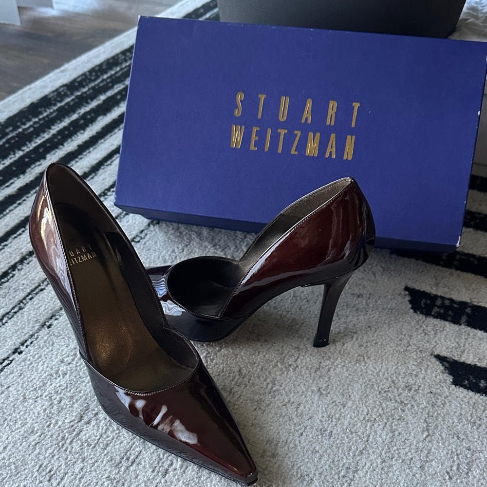 Stuart Weitzman Dulcinea Brown Degrade Patent Heels